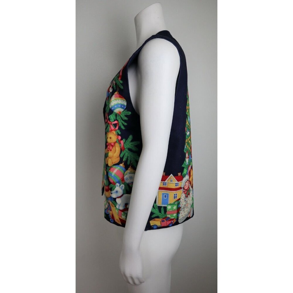WOMEN'S CHRISTMAS TREE SANTA CLAUS THEMED COTTON VEST - SIZE M - Picture 3 of 5